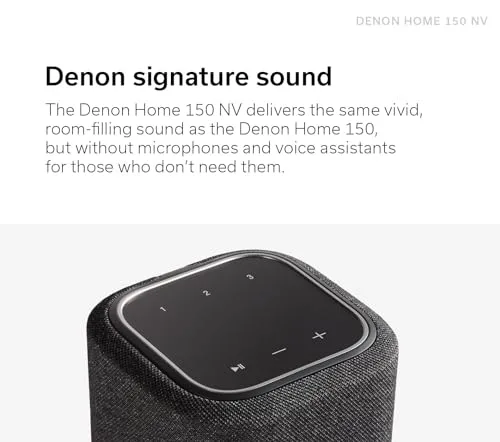 Denon Home 150 NV speaker showing rear connectivity ports including USB and power