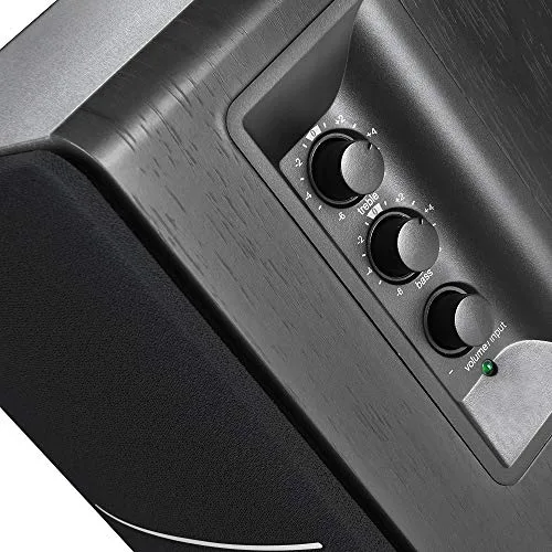 Included wireless remote control next to the speakers