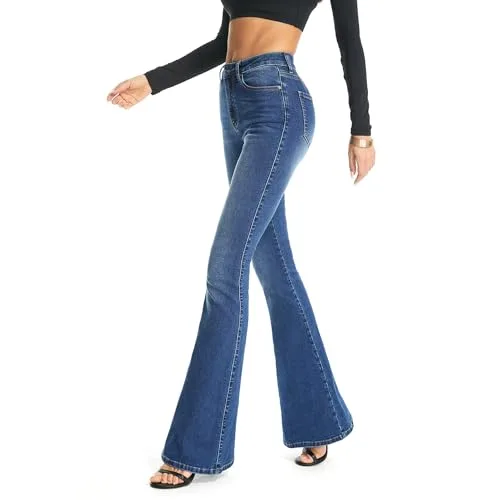 FLYING BANANA Women's Curvy Stretchy Bootcut Flare Denim Jeans Front View