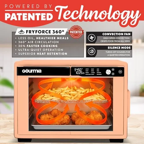 Interior view of Gourmia Air Fryer with food