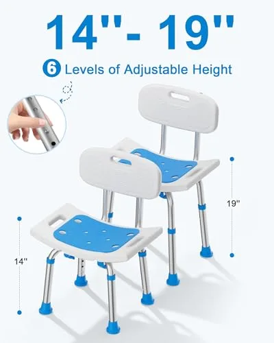 HOMLAND Shower Chair for Inside Shower with Removable Back, 400 lbs Heavy Duty Bath Seat for Bathtub, Safety Bath Stool for Seniors and Disabled