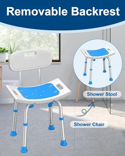 HOMLAND Shower Chair for Inside Shower with Removable Back, 400 lbs Heavy Duty Bath Seat for Bathtub, Safety Bath Stool for Seniors and Disabled