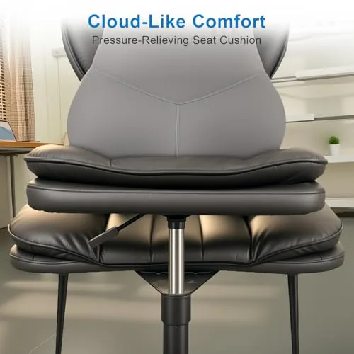 Cross Legged Office Chair, Ergonomic Cloud Criss Cross Desk Chair, Meditation Chair with Wheels, Height Adjustable Seat for ADHD, Wide Kneeling Chair with Back Support