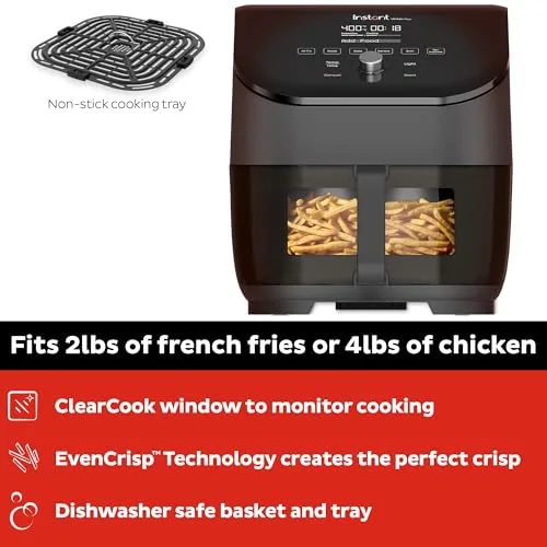 Instant Pot Vortex Plus 6QT ClearCook Air Fryer showing touch screen interface