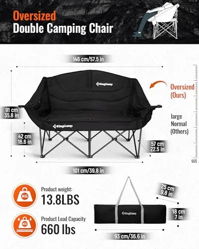 Couple sitting comfortably in KingCamp Double Camping Chair