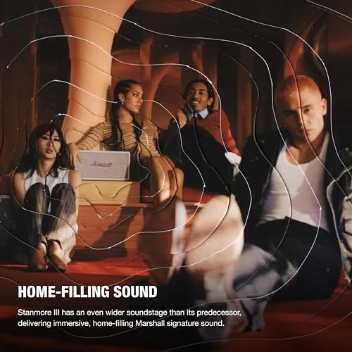 Close-up of the analog control knobs and Marshall script logo