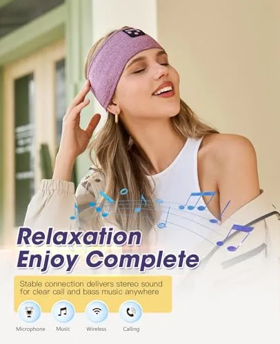 Navly Bluetooth Headband Headphones, Ultra-Long Play Time Sleeping Headphones with Built-in HD Hi-Fi Speakers, Perfect for Workout, Yoga, Travel, Meditation