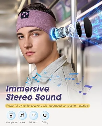 Navly Bluetooth Headband Headphones, Ultra-Long Play Time Sleeping Headphones with Built-in HD Hi-Fi Speakers, Perfect for Workout, Yoga, Travel, Meditation