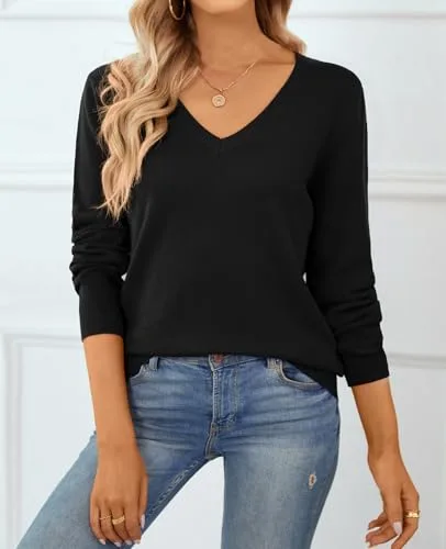 Side view of the sweater, demonstrating the sleeve length and overall drape.