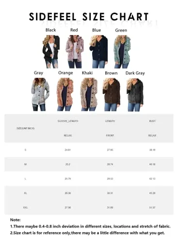 Sidefeel Women's Cardigan Sweaters Hooded Cardigans Fleece Lined Jackets Winter Sweater Coat
