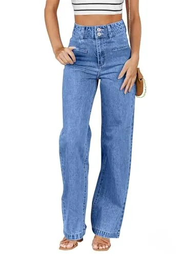 Sidefeel High Waisted Wide Leg Jeans Front View