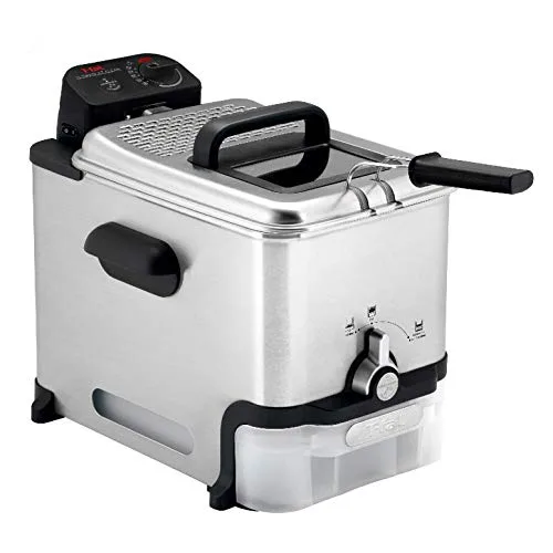 T-fal 3.5L Stainless Steel Deep Fryer with Basket for Home Use, 1700W, Deep Fryer with Oil Filtration, Temp Control, Digital Timer