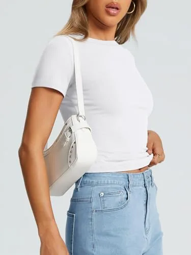 Trendy Queen Womens Basic T Shirts Summer Tops 2025 Crop Short Sleeve Slim Fit Tee Cute Gym Workout Clothes