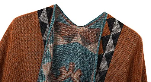 Urban CoCo Women's Printed Tassel Open front Poncho Cape Cardigan Wrap Shawl