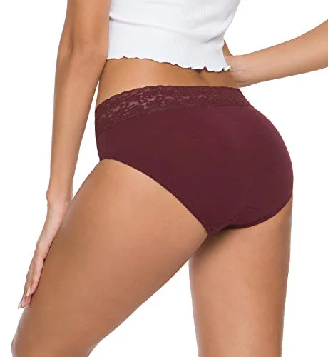 Wealurre Cotton Panties for Women Bikini Underwear Hipster Underpants Lace Briefs Pack
