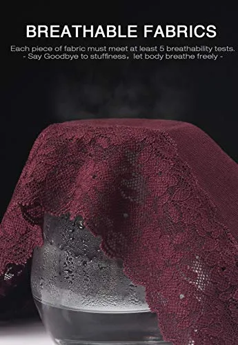 Wealurre Cotton Panties for Women Bikini Underwear Hipster Underpants Lace Briefs Pack